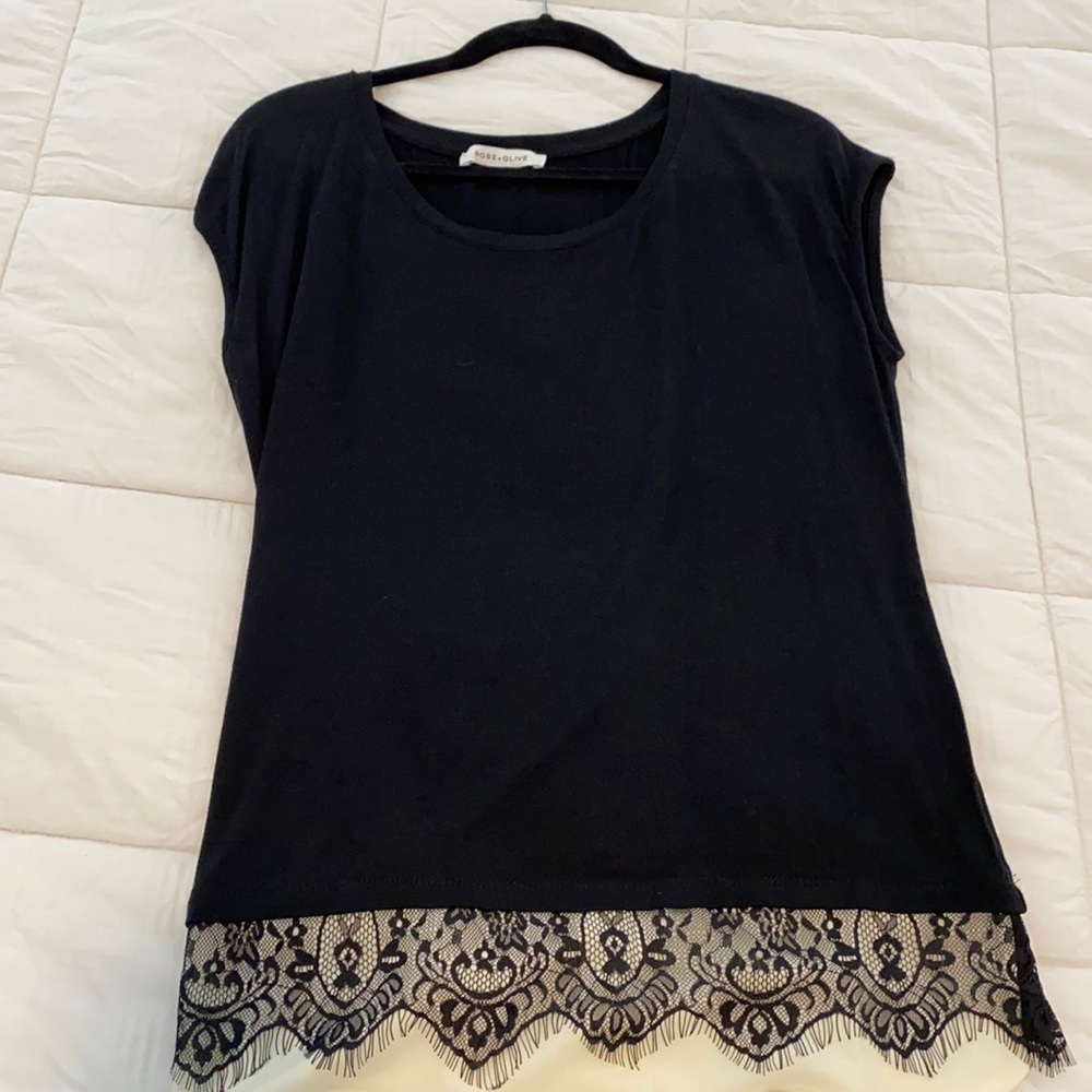 Rose + olive women’s blouse lace bottom